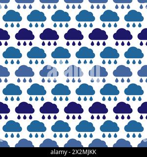 Rainy cloud. Seamless pattern of rainy clouds. Bad weather symbol. Vector illustration. Stock Vector
