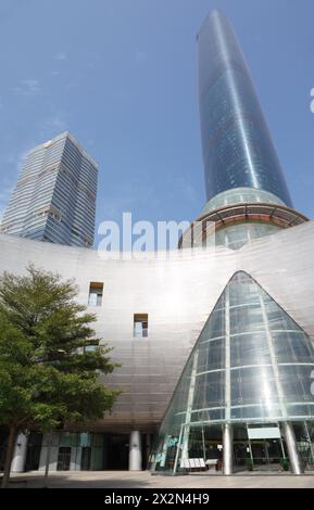 GUANGZHOU- NOV 23: Second Children Palace near tree, high building on Nov 23, 2011,  in Guangzhou, China. Building of Second Children Palace has a met Stock Photo