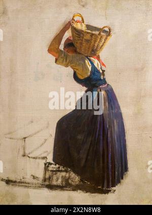 Female Excavator at Pompeii by Filippo Palizzi (1818-1899), about 1864 oil on canvas Stock Photo