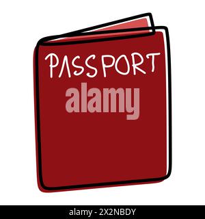 Passport, a hand drawn vector doodle illustration of a passport and a plane ticket. Stock Vector