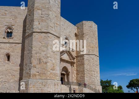 View of Castel del Monte, the famous castle built by the Holy Roman Emperor Frederick II. World Heritage Site since 1996. Stock Photo