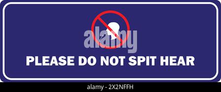 No Spitting icon board vector | No Spitting sign | Do Not Spit Here Blue board Stock Vector