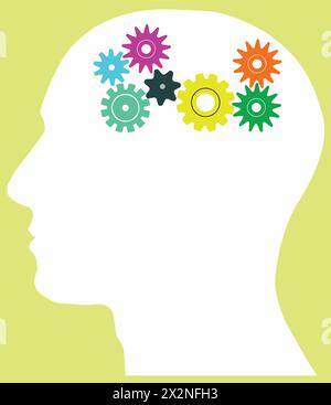 Human Brain Thinking sign, Human brain in head icon, Think idea Stock Vector