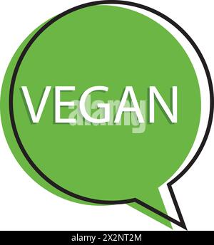 Vegan green speech bubble icon. Plant-based lifestyle veganism healthy diet. Vegan ecological icon Stock Vector