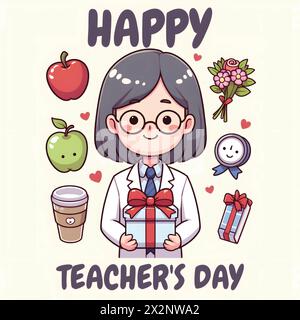 HAPPY TEACHER DAY VECTOR ART ILLUSTRATION Stock Vector