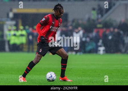 Milan, Italy. 22nd Apr, 2024. Rafael Leao of AC Milan seen in action during Serie A 2023/24 football match between AC Milan and FC Internazionale at San Siro Stadium, Milan, Italy on April 22, 2024 - Photo FCI/Fabrizio Carabelli (Photo by FCI/Fabrizio Carabelli/Sipa USA) Credit: Sipa USA/Alamy Live News Stock Photo