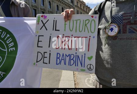 Demonstration in Milan for free Palestine and against global pollution in street Venice, Lombardy, Italy Stock Photo