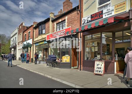 Black Country Museum. The new High Street featuring 1940's. 1950's and 1960's shops. Dudley West Midlands  England UK Stock Photo