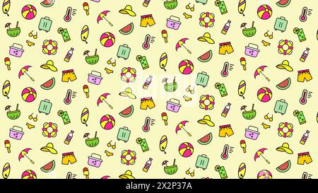 summer party seamless pattern, vector illustration coloured Stock Vector