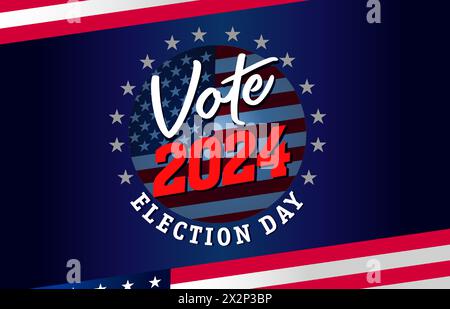 Vote 2024, Election day USA flags banner. November 5, Presidential Election US. Vector illustration Stock Vector