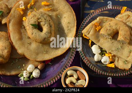 Image of babru bhalla,malpua traditional snack dishes of mandi himachal pradesh india, mark of festivals. Stock Photo