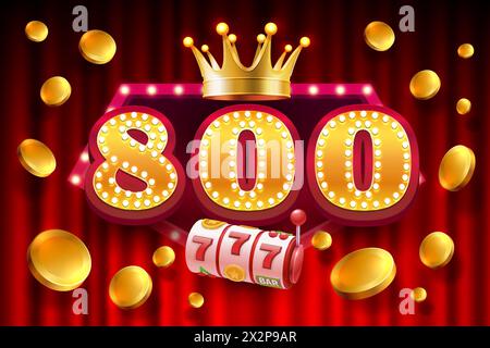 Casino free spins, special voucher 800 coins, Banner special offer. Vector Stock Vector