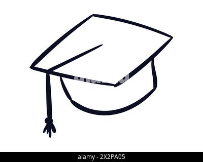 Graduation Hat Scribble. Hat Scribble Vector Drawing. Stock Vector