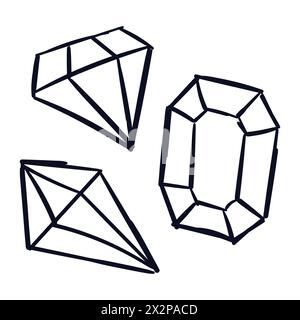 Diamond Scribbles. Ruby Jwellery Scribbles Drawing Set Vector. Scribble Doodle Set Vector. Stock Vector