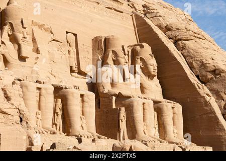 The temple of Ramses II and his Queen Nefertari at Abu Simbel, Aswan, Egypt Stock Photo