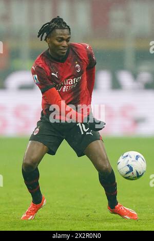 AC Milan's Rafael Leao in action during the Serie A soccer match between Milan and Inter at San Siro stadium, north Italy - Monday 22, April, 2024. Sport - Soccer . (Photo by Spada/LaPresse) Credit: LaPresse/Alamy Live News Stock Photo