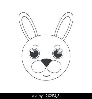 Cute rabbit face, animals head of simple shape with long ears vector illustration Stock Vector