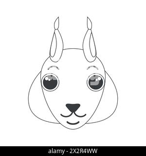 Cute squirrel face, forest wild animals head of simple shape vector illustration Stock Vector