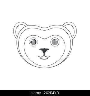 Cute monkey face, animal of jungle of simple geometric shape vector illustration Stock Vector
