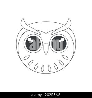 Cute owl face, night birds head of simple circle shape, knowledge symbol vector illustration Stock Vector