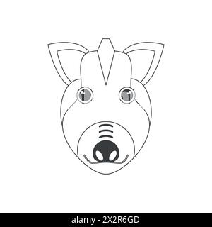 Cute wild boar face, animals head of simple geometric shape vector illustration Stock Vector