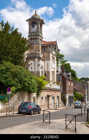 Pierrefonds, France - May 25 2020: The Villa La Colombine is a Florentine style house located Rue du Beaudon in the city center. Stock Photo