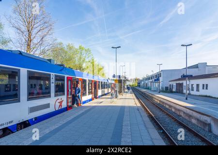 Miesbach: Miesbach train station, local trains of BRB in Oberbayern, Tegernsee Schliersee, Upper Bavaria, Bayern, Bavaria, Germany Stock Photo