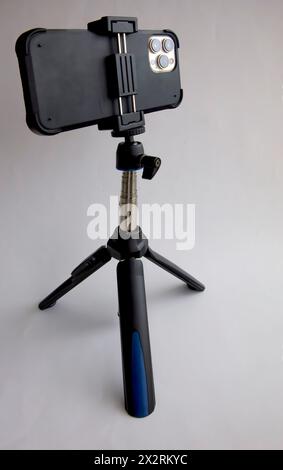 Smartphone on a tripod Stock Photo