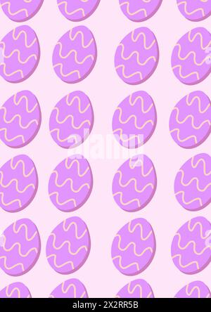 Seamless pattern of purple Easter eggs against pink background Stock Photo