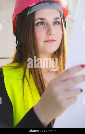 Focused young geodesist reading document Stock Photo