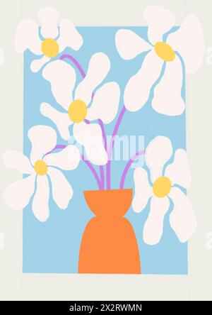 Bunch of flowers in vase over colored background Stock Photo