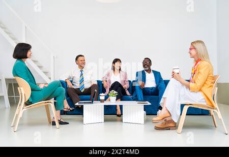 Multi-ethnic corporate business team discussing at office Stock Photo