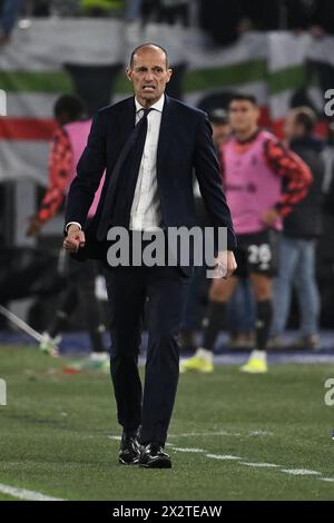 Rome, Italy. 23rd Apr, 2024. Massimiliano Allegri during the Frecciarossa Italian Cup Semi Final second leg between S.S. Lazio vs Juventus F.C. at the Olympic Stadium on April 23, 2024 in Rome, Italy. Credit: Independent Photo Agency/Alamy Live News Stock Photo