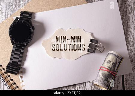 win-win solution - negotiation or conflict resolution concept - isolated words in vintage wood type. Stock Photo
