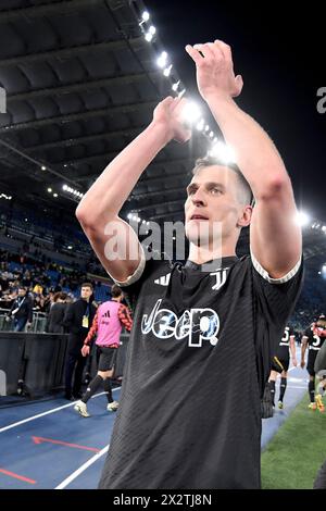 Rome, Italy. 23rd Apr, 2024. during the Italy cup semifinal football match between SS Lazio and Juventus FC at Olimpico stadium in Rome (Italy), April 23rd, 2024. Credit: Insidefoto di andrea staccioli/Alamy Live News Stock Photo