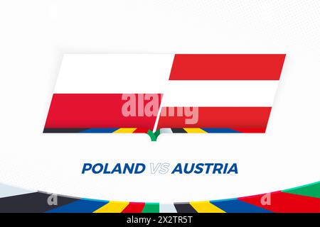 Poland vs Austria in Football Competition, Group D. Versus icon on Football background. Sport vector icon. Stock Vector