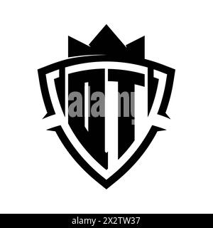 DT Letter bold monogram with triangle curve shield shape with crown ...