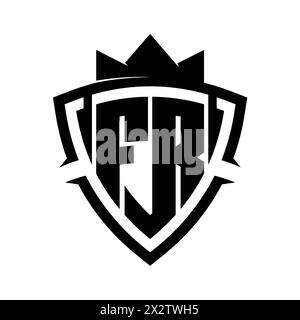 Fr Letter Logo With Abstract Shield Shape With Square White Outline On 