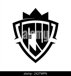 FV Letter bold monogram with triangle curve shield shape with crown ...