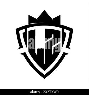 LZ Letter bold monogram with triangle curve shield shape with crown ...