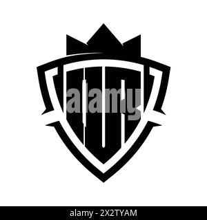 OR Letter bold monogram with triangle curve shield shape with crown black and white background color design template Stock Photo