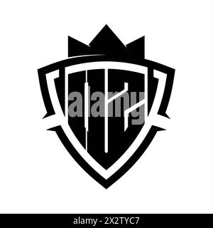 OZ Letter bold monogram with triangle curve shield shape with crown black and white background color design template Stock Photo