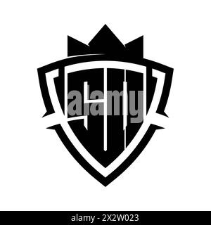 SO Letter bold monogram with triangle curve shield shape with crown black and white background color design template Stock Photo