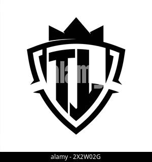 TL Letter bold monogram with triangle curve shield shape with crown ...