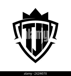 TO Letter bold monogram with triangle curve shield shape with crown black and white background color design template Stock Photo