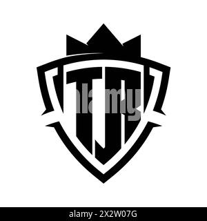 TR Letter logo with abstract shield shape with square black outline on ...