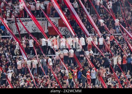 La Plata, Argentina. 23rd Apr, 2024. Estudiantes fans during the match between Estudiantes and Gremio for the third round of group C of Copa Libertadores 2024, at Jorge Kuis Hirschi Stadium, in La Plata, Argentina on April 24. Photo: Richard Ducker/DiaEsportivo/Alamy Live News Stock Photo