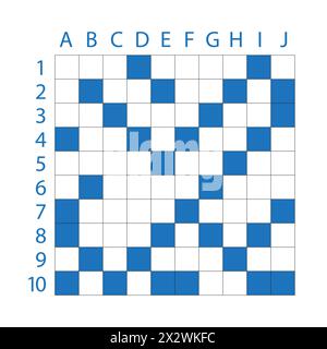 Crossword 10 X 10 square puzzle template with empty boxes. Stock Vector