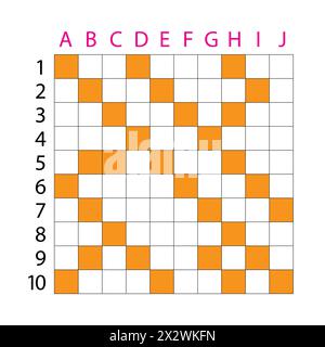 Crossword 10 X 10 square puzzle template with empty boxes. Stock Vector