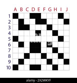 Crossword 10 X 10 square puzzle template with empty boxes. Stock Vector
